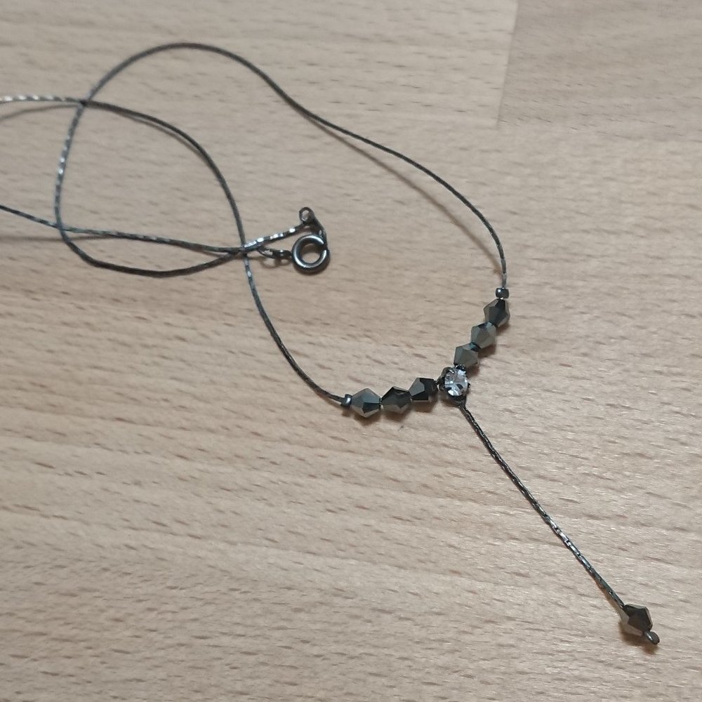 Y necklace CZ geometric bead